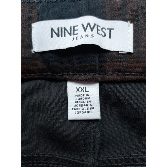 🆕‎ NINE WEST Womens Stretch Skinny Jeans Jeggings Pull On Plaid Black Brown XXL - Picture 11 of 13